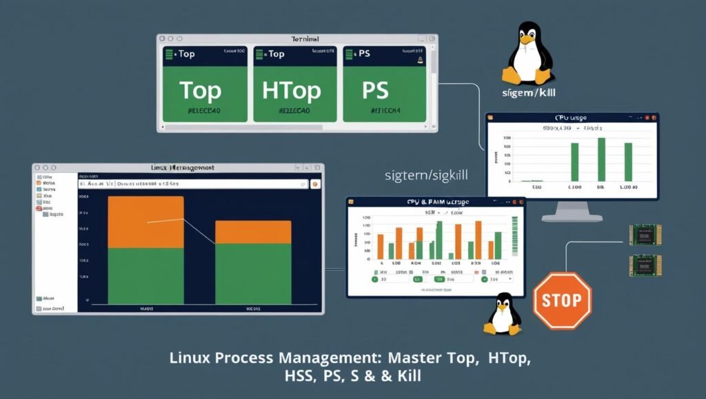 Linux Process Management: Understanding top, htop, ps, and kill